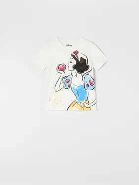 Bawełniana piżama dwuczęścowa z ozdobnym nadrukiem Królewny Śnieżki. - kremowy