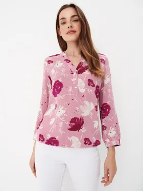 Różowa bluzka w kwiaty - Różowy