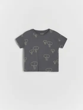 Bawełniany t-shirt z nadrukiem - Szary