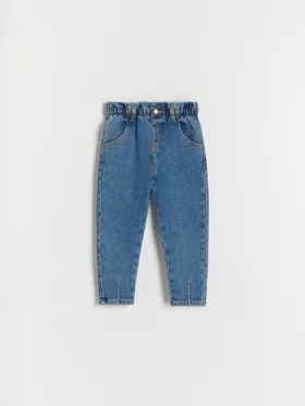 Jeansy typu baggy, wykonane z miękkiego denimu. - niebieski