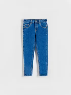 Jeansy o dopasowanym fasonie, wykonane z bawełnianej tkaniny z dodatkiem elastycznych włókien. - granatowy