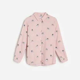 Wzorzysta koszula z wiskozy - Różowy