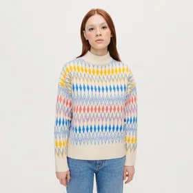 Ciepły sweter w kolorowe romby - Wielobarwny