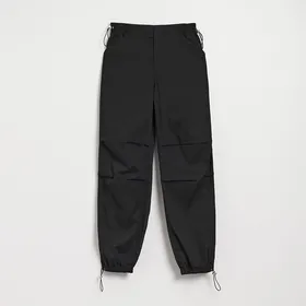 Gładkie spodnie parachute czarne - Czarny