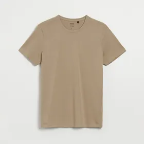 Gładka koszulka Basic beżowa - Beżowy