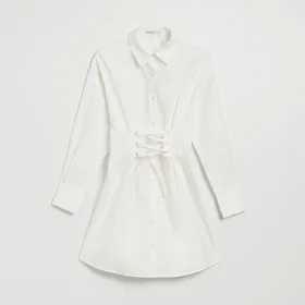 Sukienka koszulowa o gorsetowym kroju biała - Kremowy