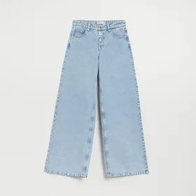 Jasne jeansy super wide leg vintage - Niebieski