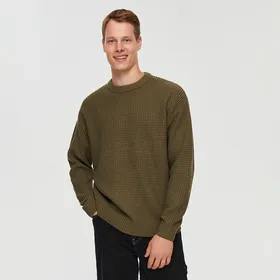 Luźny sweter khaki - Zielony
