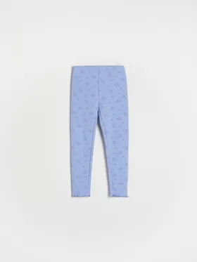 Bawełniane legginsy z nadrukiem - Niebieski