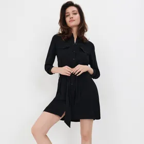 Sukienka mini koszulowa - Czarny