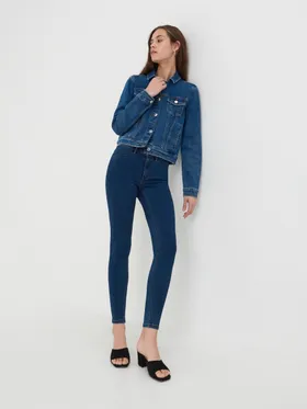 Spodnie jeansowe skinny mid waist - Granatowy