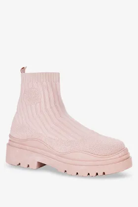 Różowe botki sneakersy na platformie skarpeta casu lt286-3