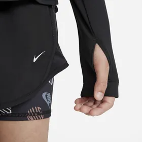 Koszulka z długim rękawem do biegania dla dużych dzieci (dziewcząt) Nike Dri-FIT - Czerń