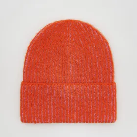 Dzianinowa czapka beanie - Pomarańczowy