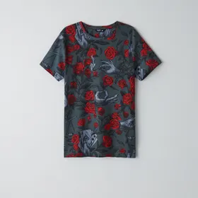 Koszulka z nadrukiem w róże - Szary