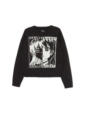 Czarny sweter z motywem mangi