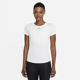 Damska koszulka z krótkim rękawem o dopasowanym kroju Nike Dri-FIT One - Biel