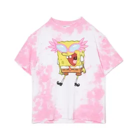 Różowy t-shirt z nadrukiem SpongeBob