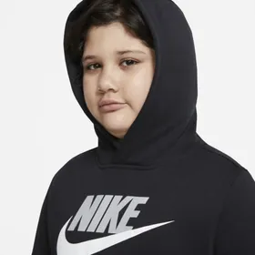 Bluza z kapturem dla dużych dzieci (chłopców) Nike Sportswear Club Fleece (o wydłużonym rozmiarze) - Czerń