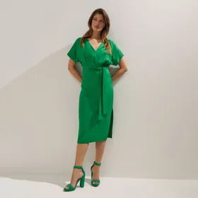 Elegancka sukienka midi z wiskozy - Zielony