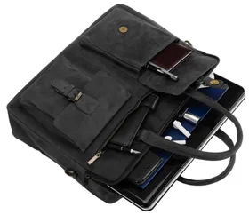 Skórzana torba męska na laptopa z kieszeniami