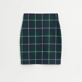 Dopasowana spódnica mini w kratę zielona - Wielobarwny