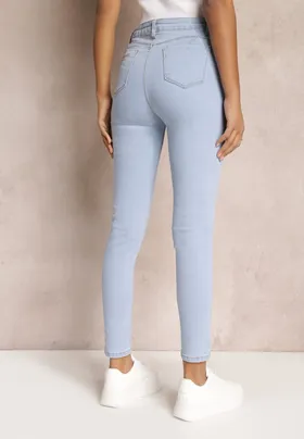 Niebieskie Dopasowane Jeansy Skinny z Regularnym Stanem i Efektem Push Up Aniza