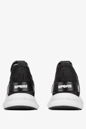 Czarne buty sportowe męskie sznurowane casu 34-4-21-b