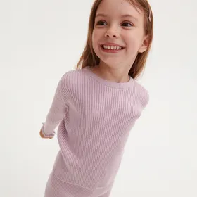 Prążkowany sweter z wiskozą - Fioletowy