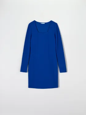Sukienka mini prążkowana - Niebieski