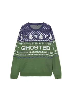 Zielono-granatowy świąteczny sweter