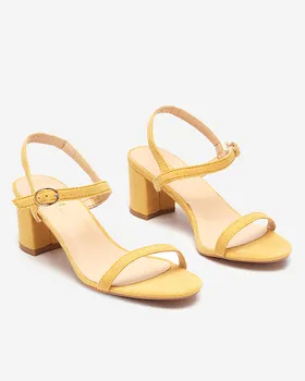 Sandały damskie na słupku w kolorze żółtym Usopi- Obuwie - Żółty