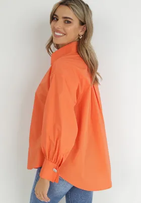 Pomarańczowa Koszula Bawełniana Trapezowa Hazala