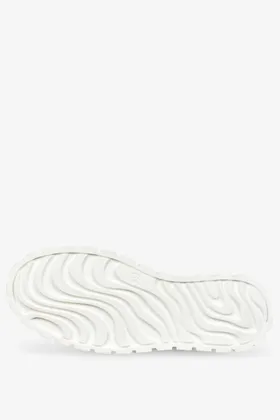 Białe półbuty skórzane sneakersy na platformie ze złotym łańcuchem produkt polski casu 487