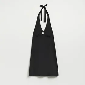 Sukienka mini bez z wiązaniem czarna - Czarny