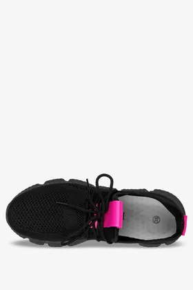 Czarne sneakersy na platformie buty sportowe sznurowane casu yf607-5a