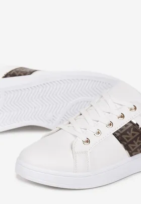 Biało-Brązowe Sneakersy z Wstawkami Dyvana