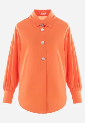Pomarańczowa Koszula Bawełniana Trapezowa Hazala