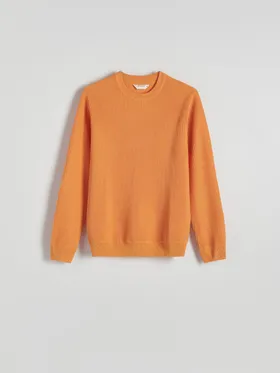 Sweter o regularnym kroju, wykonany z wiskozowej dzianiny. - pomarańczowy