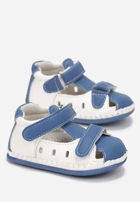 Niebieskie Sandały z Rzepami i Skórzaną Wkładką Evells