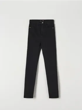Spodnie jeansowe skinny z wysokim stanem, wykonane z bawełny z domieszką elastycznych włókien. - czarny