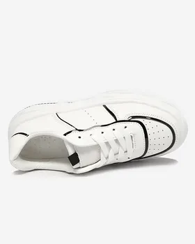 Białe damskie sneakersy ze wstawkami z połyskiem Pinero - Obuwie - Biały