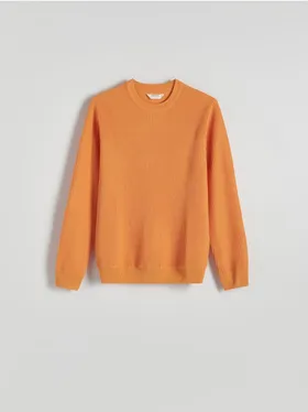 Sweter o regularnym kroju, wykonany z wiskozowej dzianiny. - pomarańczowy