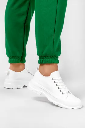 Białe trampki na platformie damskie buty sportowe sznurowane casu sj2093-2