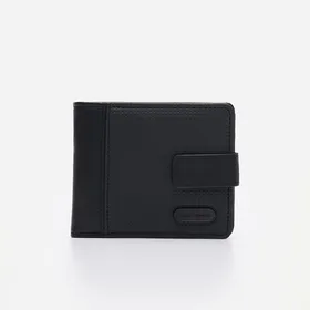 Składany portfel z pikowaniem i zapięciem na napę - Czarny