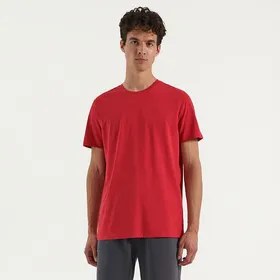 Gładka koszulka regular fit Basic czerwona - Czerwony