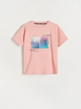 Bawełniany t-shirt z aplikacją 3d - Różowy