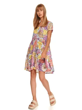 Mini sukienka w pastelowy nadruk roślinny