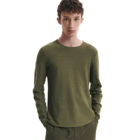 Dopasowany sweter w prążki - Zielony