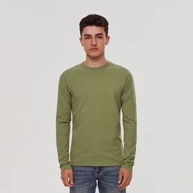 Bluzka Basic z długim rękawem zielona - Khaki